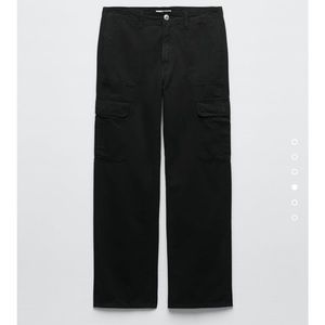 Zara TRF Straight Black Cargo Pants REF 5520/265 US size 4